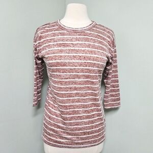 Bobeau Striped Top Red White 3/4 Sleeve Americana Tunic NWT